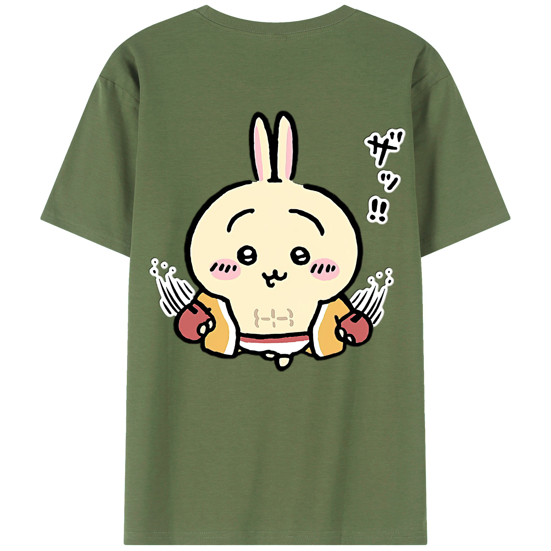 （画像用） ちいかわ うさぎ Chii-kawa usagi 綿100％ メンズ半袖Tシャツ（バックプリント） 通気性
